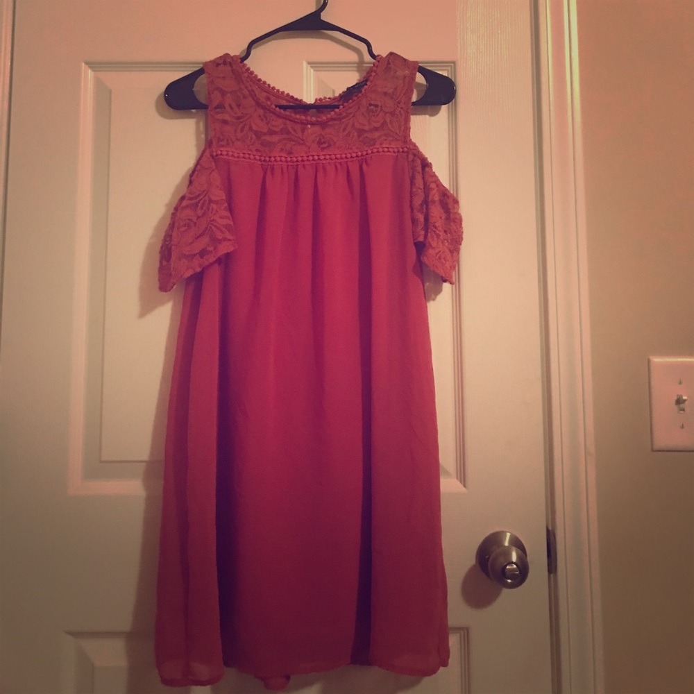 Mauve off the shoulder dress